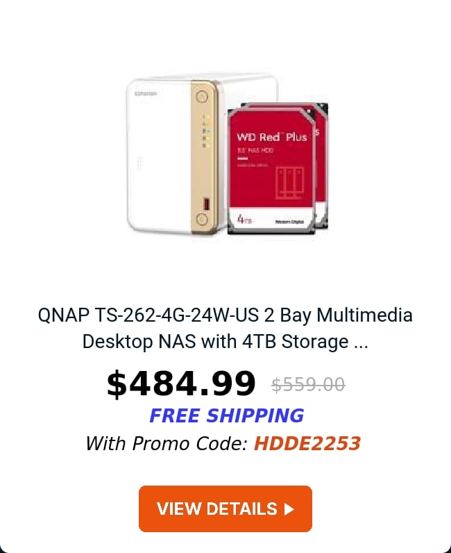 QNAP TS-262-4G-24W-US 2 Bay Multimedia Desktop NAS with 4TB Storage ...