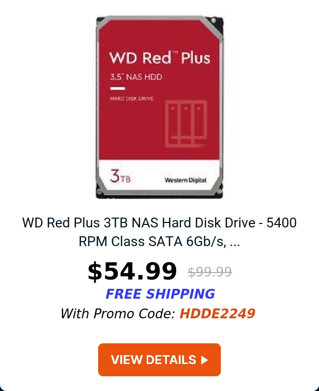 WD Red Plus 3TB NAS Hard Disk Drive - 5400 RPM Class SATA 6Gb/s, ...