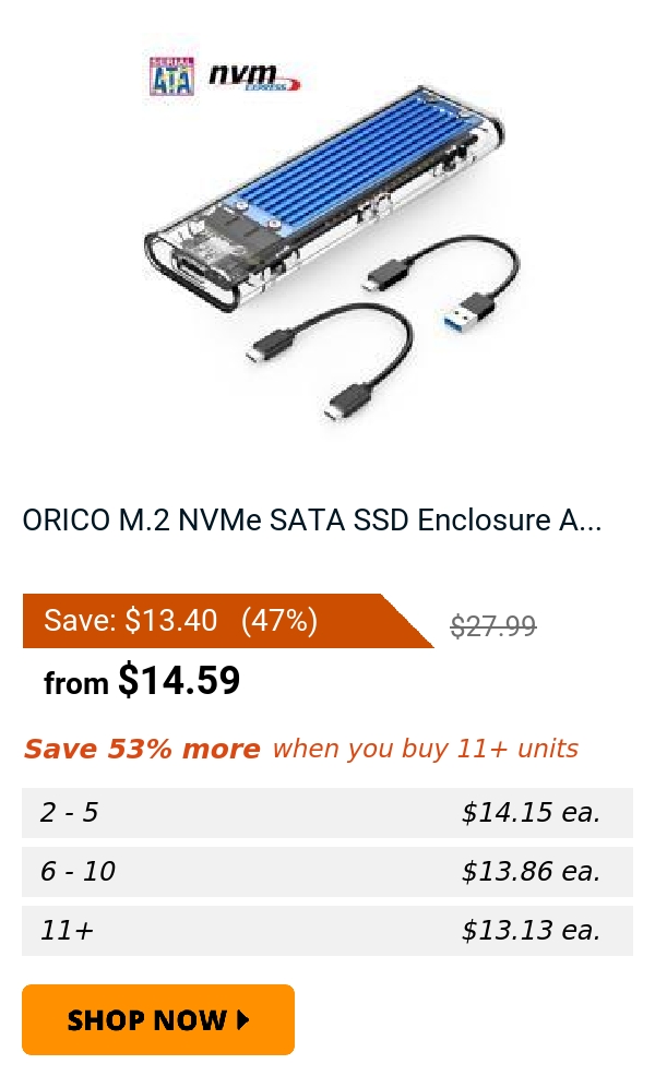 ORICO M.2 NVMe SATA SSD Enclosure A...