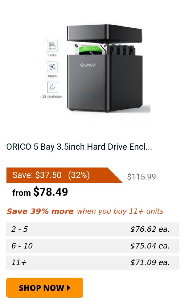 ORICO 5 Bay 3.5inch Hard Drive Encl...