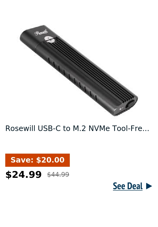 Rosewill USB-C to M.2 NVMe Tool-Fre...