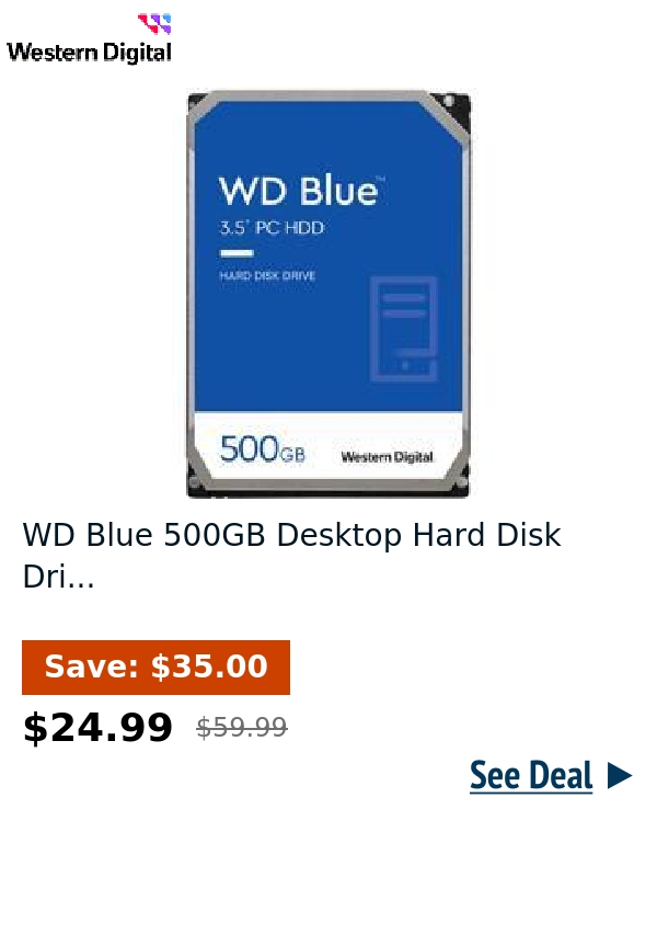 WD Blue 500GB Desktop Hard Disk Dri...