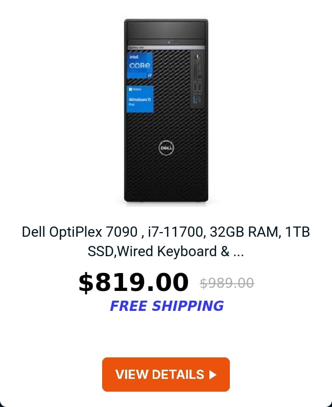 Dell OptiPlex 7090 , i7-11700, 32GB RAM, 1TB SSD,Wired Keyboard & ...