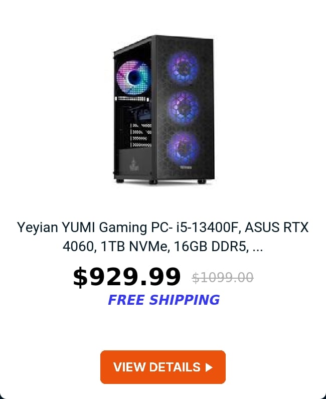 Yeyian YUMI Gaming PC- i5-13400F, ASUS RTX 4060, 1TB NVMe, 16GB DDR5, ...