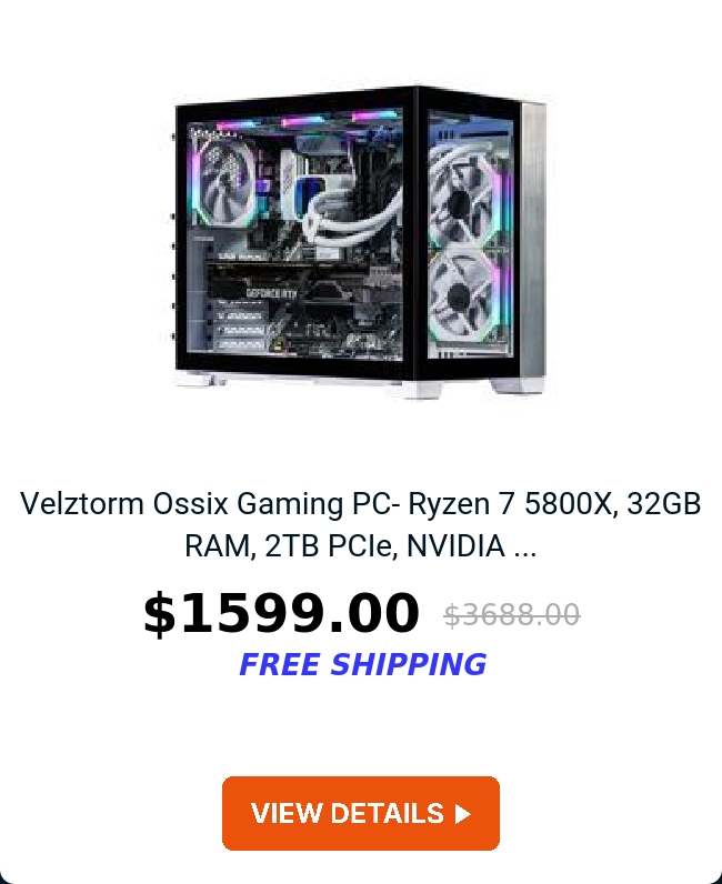 Velztorm Ossix Gaming PC- Ryzen 7 5800X, 32GB RAM, 2TB PCIe, NVIDIA ...