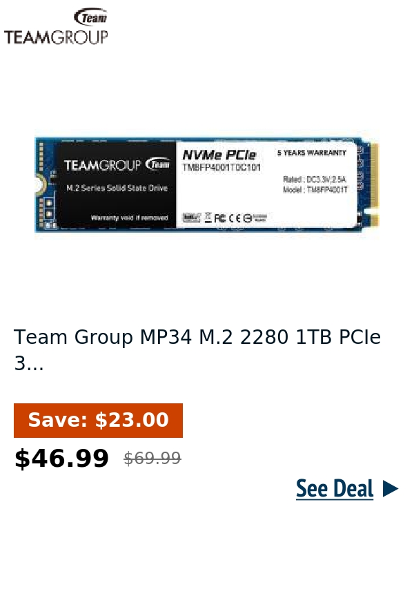 Team Group MP34 M.2 2280 1TB PCIe 3...