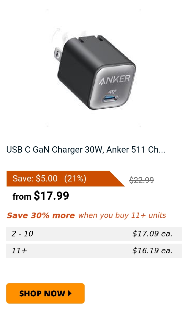 USB C GaN Charger 30W, Anker 511 Ch...