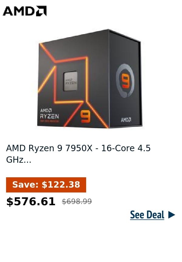 AMD Ryzen 9 7950X - 16-Core 4.5 GHz...