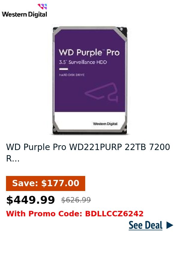 WD Purple Pro WD221PURP 22TB 7200 R...