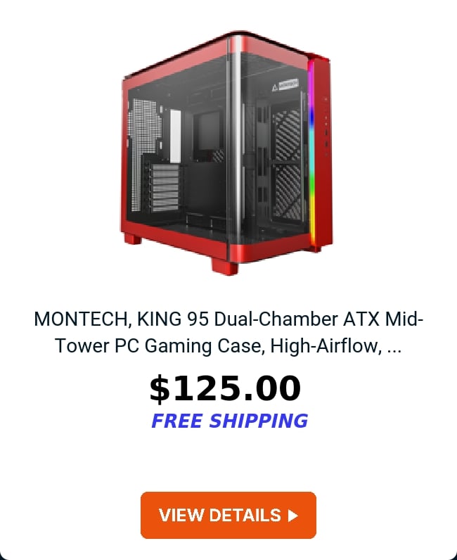 MONTECH, KING 95 Dual-Chamber ATX Mid-Tower PC Gaming Case, High-Airflow, ...