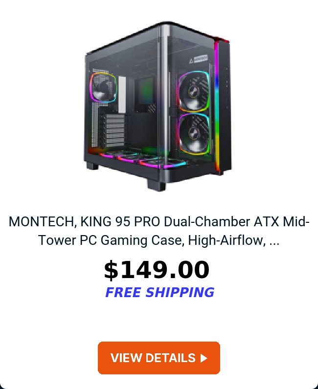 MONTECH, KING 95 PRO Dual-Chamber ATX Mid-Tower PC Gaming Case, High-Airflow, ...