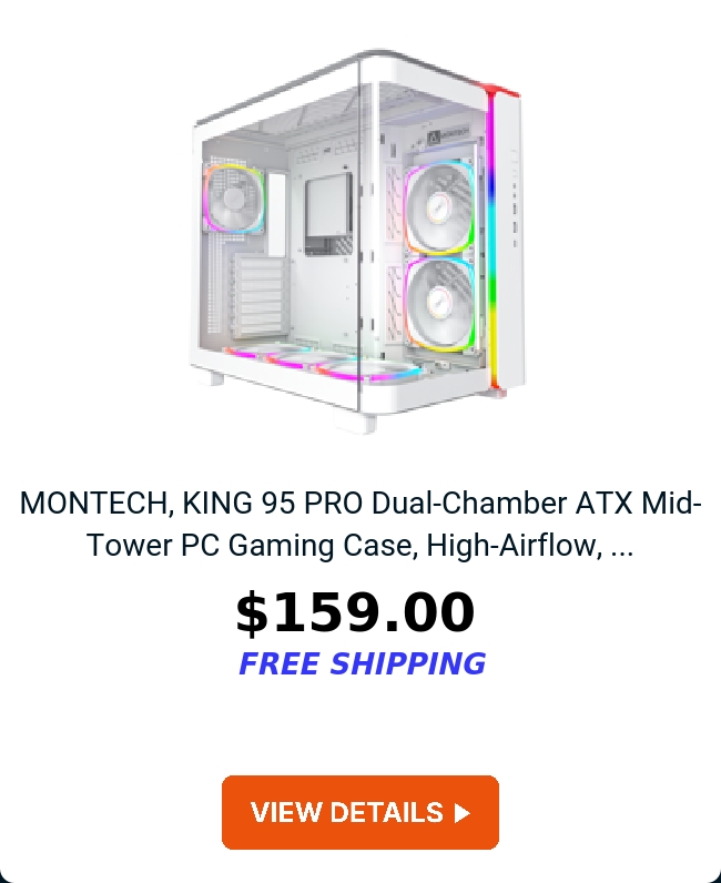 MONTECH, KING 95 PRO Dual-Chamber ATX Mid-Tower PC Gaming Case, High-Airflow, ...