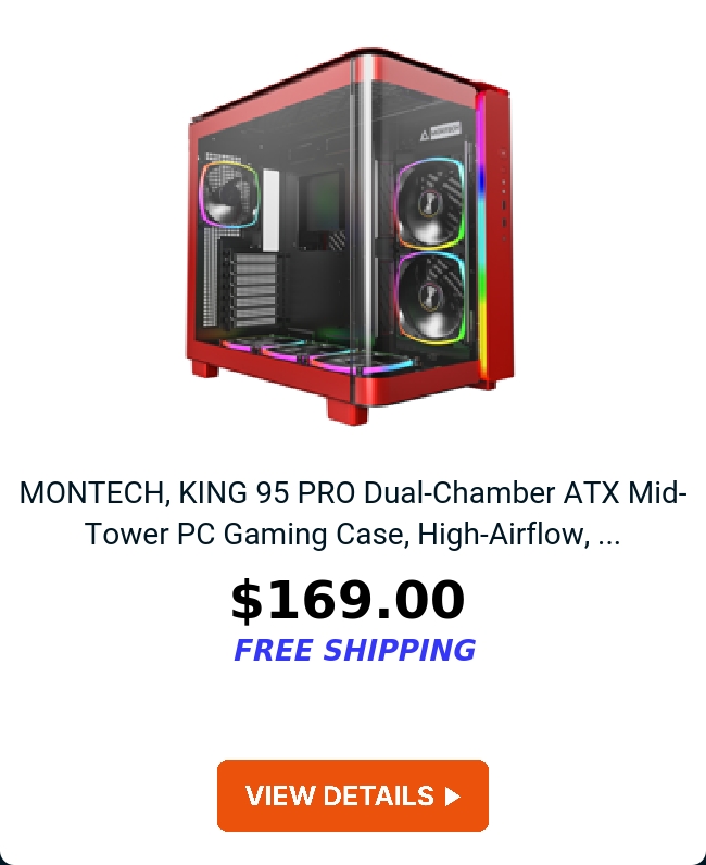 MONTECH, KING 95 PRO Dual-Chamber ATX Mid-Tower PC Gaming Case, High-Airflow, ...