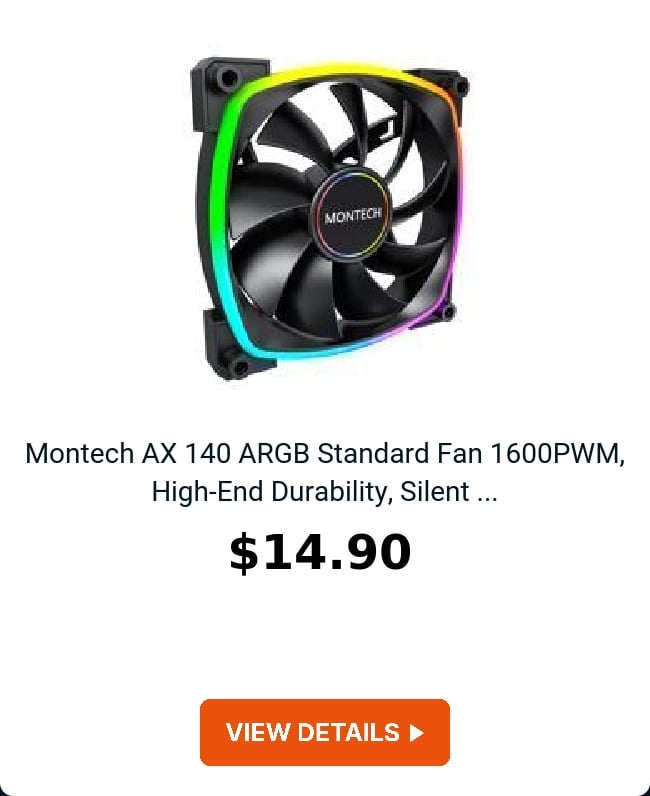 Montech AX 140 ARGB Standard Fan  1600PWM, High-End Durability, Silent ...