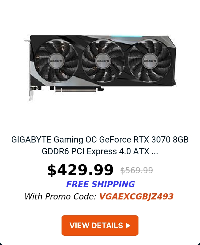 GIGABYTE Gaming OC GeForce RTX 3070 8GB GDDR6 PCI Express 4.0 ATX ...