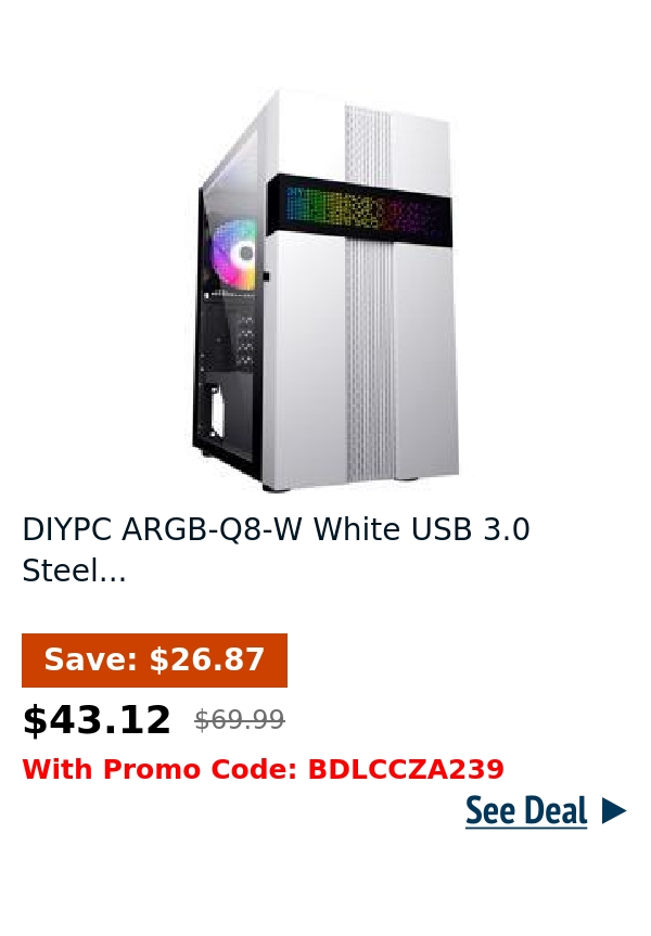 DIYPC ARGB-Q8-W White USB 3.0 Steel...