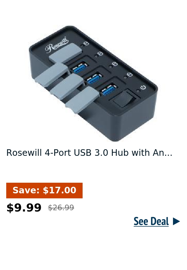 Rosewill 4-Port USB 3.0 Hub with An...