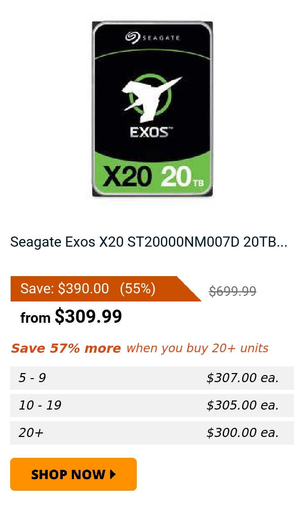 Seagate Exos X20 ST20000NM007D 20TB...