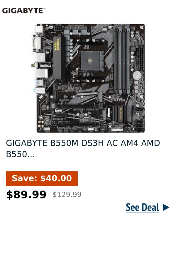 GIGABYTE B550M DS3H AC AM4 AMD B550...