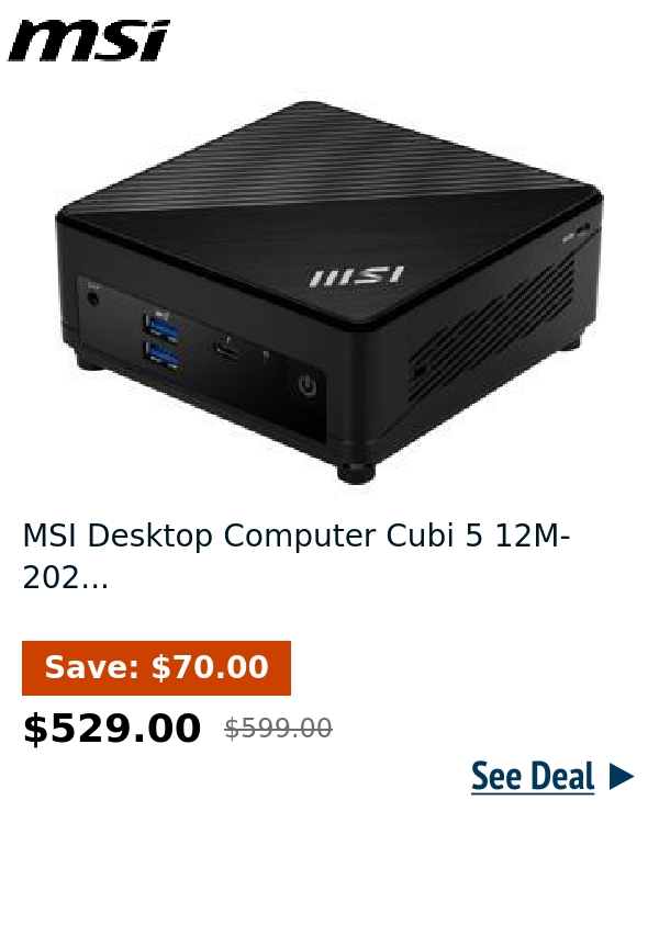 MSI Desktop Computer Cubi 5 12M-202...