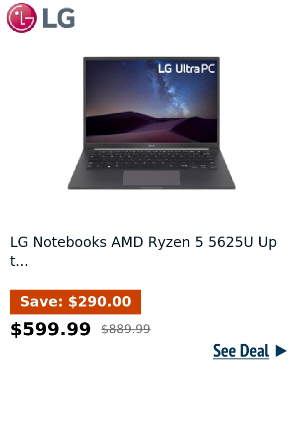 LG Notebooks AMD Ryzen 5 5625U Up t...