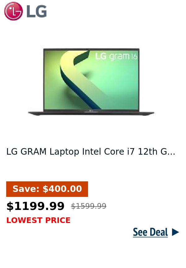 LG GRAM Laptop Intel Core i7 12th G...