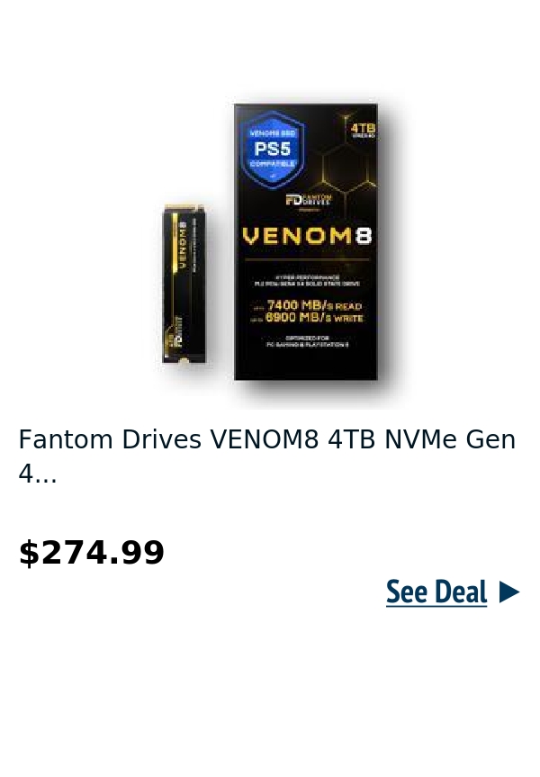 Fantom Drives VENOM8 4TB NVMe Gen 4...