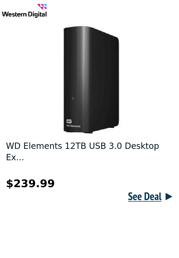 WD Elements 12TB USB 3.0 Desktop Ex...