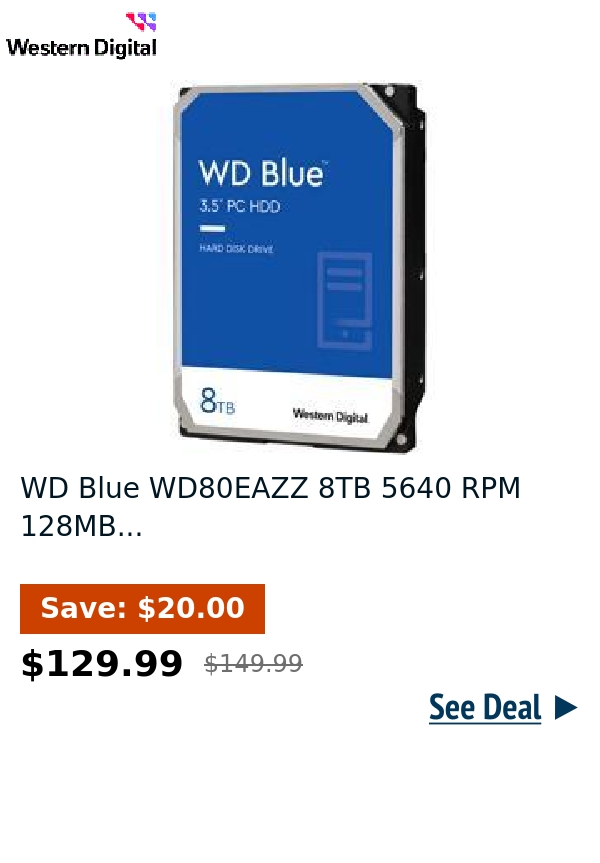 WD Blue WD80EAZZ 8TB 5640 RPM 128MB...