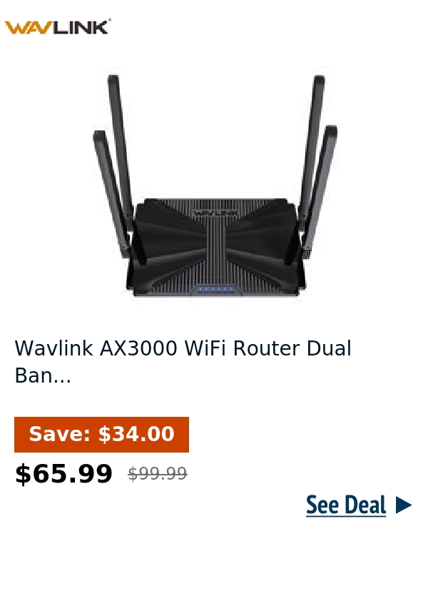 Wavlink AX3000 WiFi Router Dual Ban...