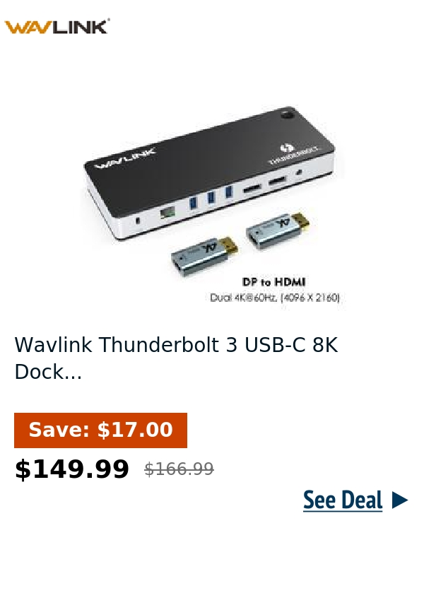 Wavlink Thunderbolt 3 USB-C 8K Dock...