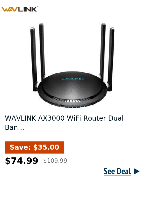 WAVLINK AX3000 WiFi Router Dual Ban...