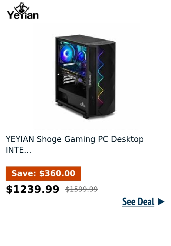 YEYIAN Shoge Gaming PC Desktop INTE...