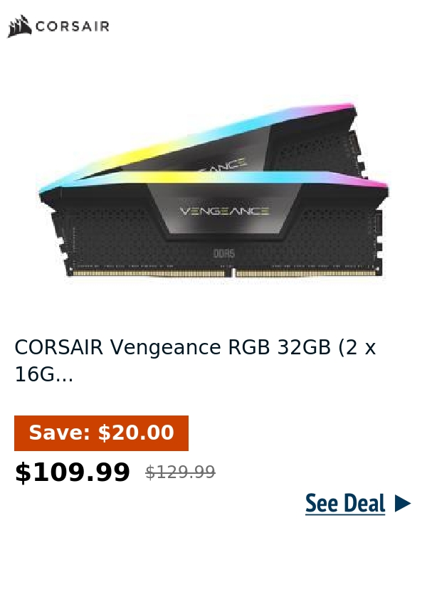 CORSAIR Vengeance RGB 32GB (2 x 16G...