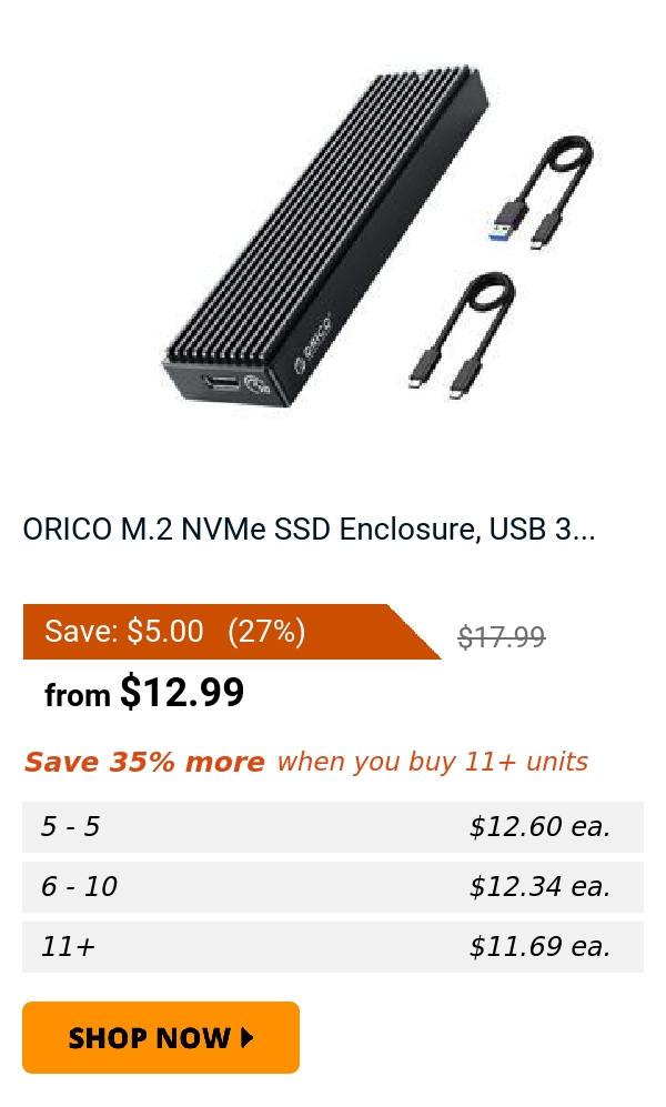 ORICO M.2 NVMe SSD Enclosure, USB 3...