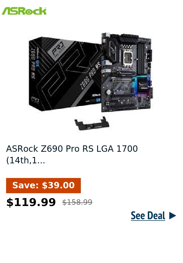 ASRock Z690 Pro RS LGA 1700 (14th,1...