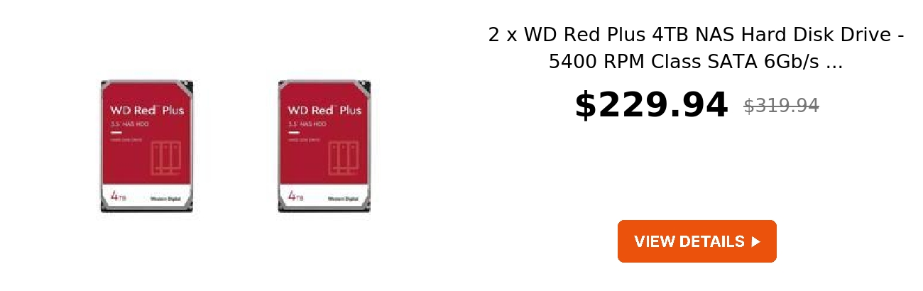 2 x WD Red Plus 4TB NAS Hard Disk Drive - 5400 RPM Class SATA 6Gb/s ...