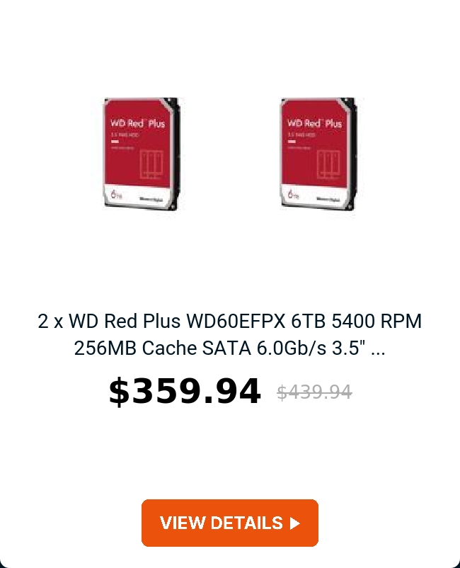 2 x WD Red Plus WD60EFPX 6TB 5400 RPM 256MB Cache SATA 6.0Gb/s 3.5