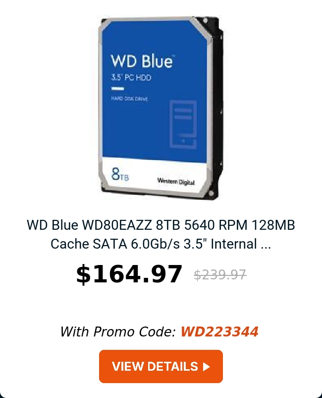 WD Blue WD80EAZZ 8TB 5640 RPM 128MB Cache SATA 6.0Gb/s 3.5