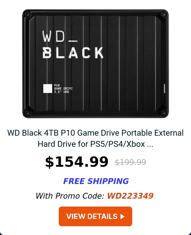 WD Black 4TB P10 Game Drive Portable External Hard Drive for PS5/PS4/Xbox ...