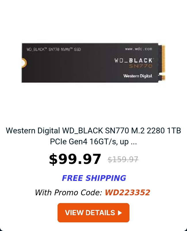 Western Digital WD_BLACK SN770 M.2 2280 1TB PCIe Gen4 16GT/s, up ...