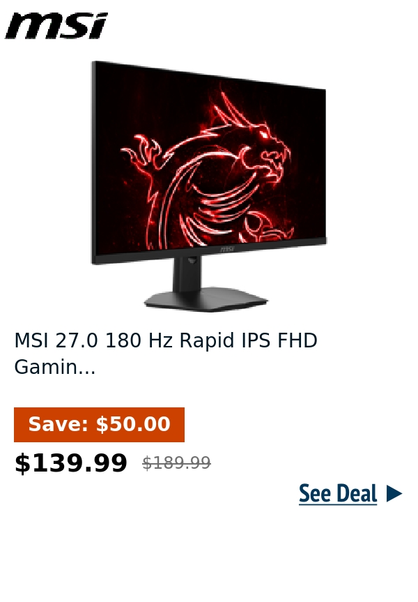 MSI 27.0 180 Hz Rapid IPS FHD Gamin...