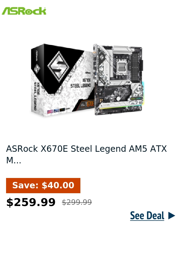 ASRock X670E Steel Legend AM5 ATX M...