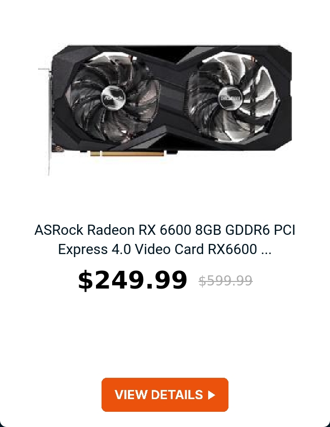 ASRock Radeon RX 6600 8GB GDDR6 PCI Express 4.0 Video Card RX6600 ...