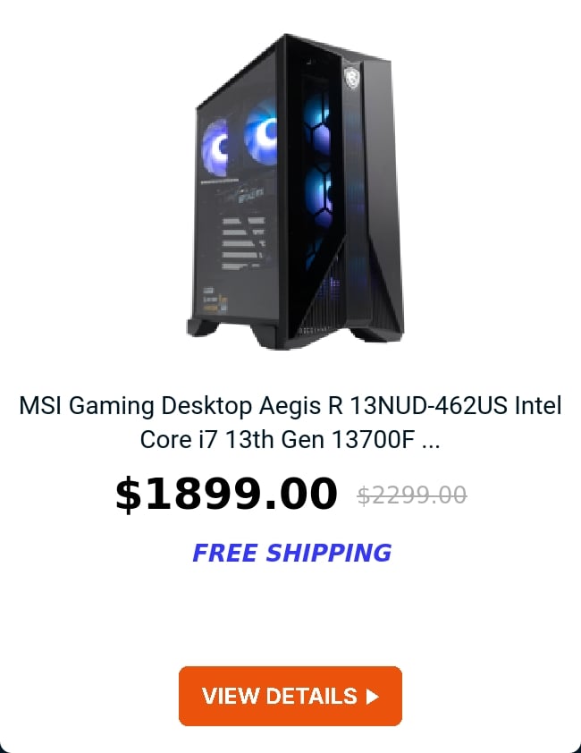 MSI Gaming Desktop Aegis R 13NUD-462US Intel Core i7 13th Gen 13700F ...