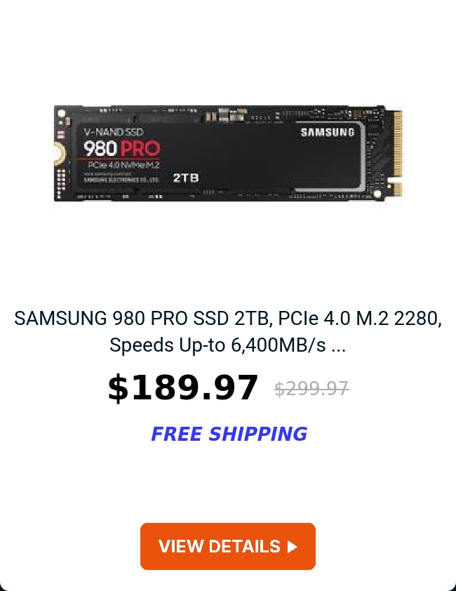 SAMSUNG 980 PRO SSD 2TB, PCIe 4.0 M.2 2280, Speeds Up-to 6,400MB/s ...