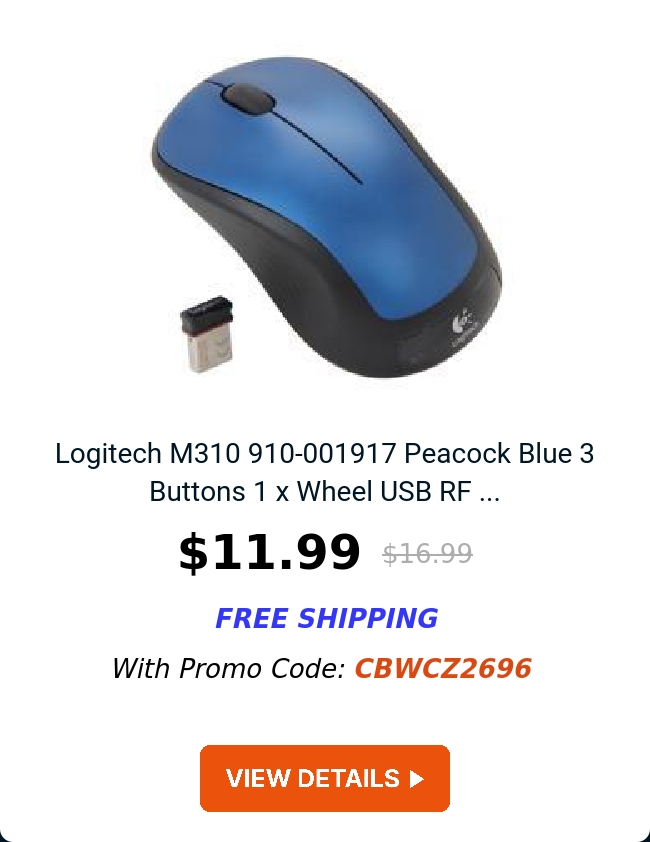 Logitech M310 910-001917 Peacock Blue 3 Buttons 1 x Wheel USB RF ...