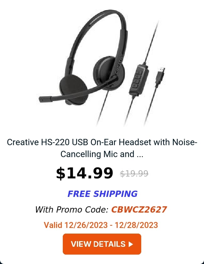 Creative HS-220 USB On-Ear Headset with Noise-Cancelling Mic and ...