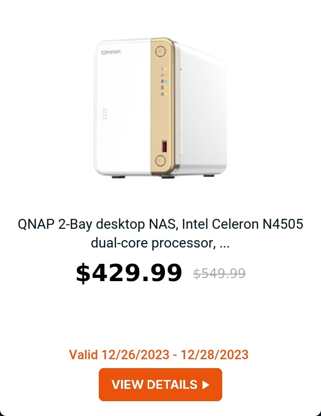 QNAP 2-Bay desktop NAS, Intel Celeron N4505 dual-core processor, ...