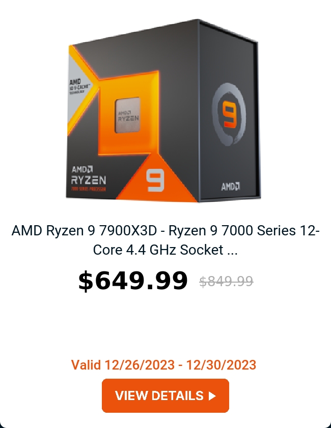 AMD Ryzen 9 7900X3D - Ryzen 9 7000 Series 12-Core 4.4 GHz Socket ...